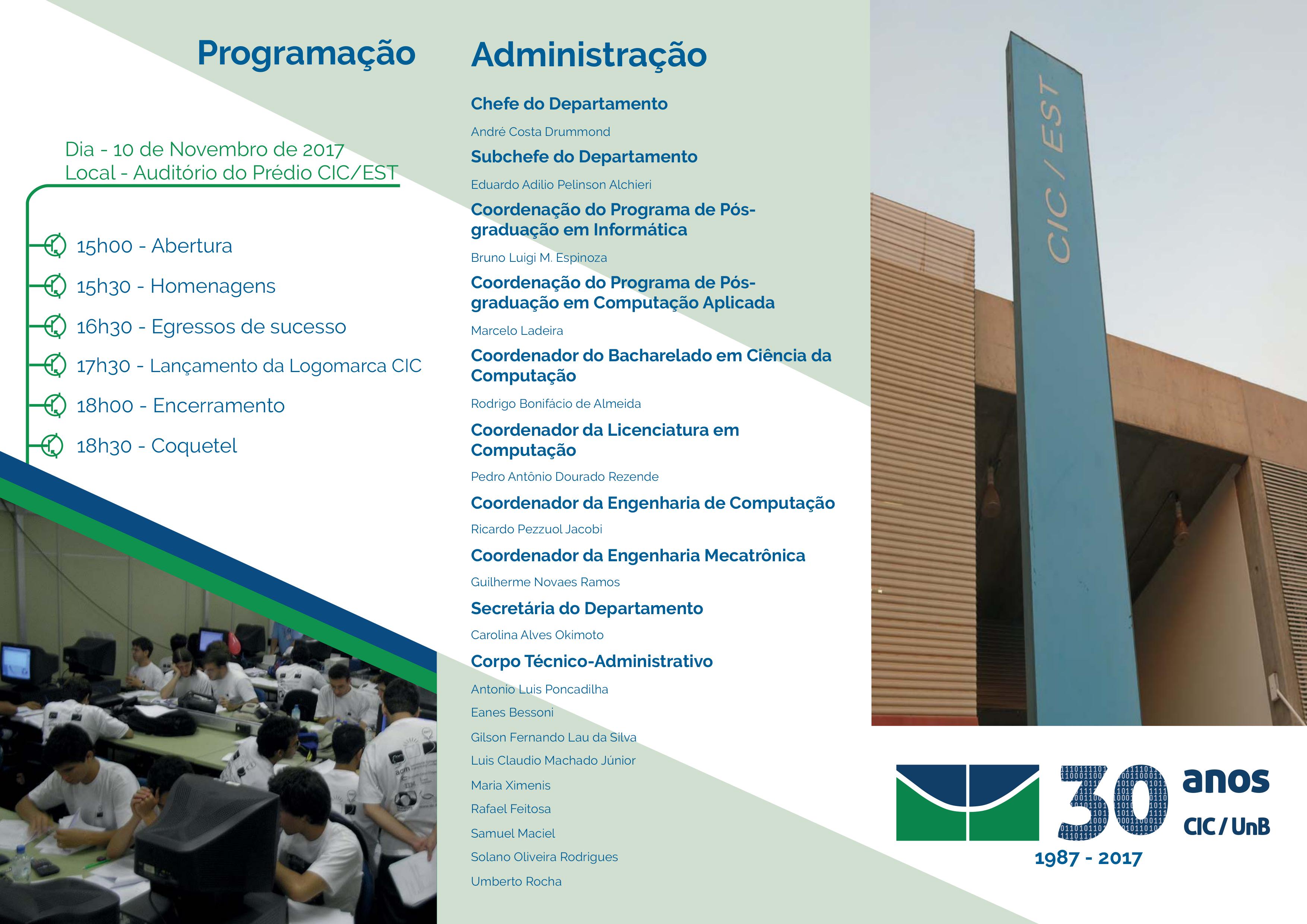 Comemoração dos 30 anos do Departamento de Computação